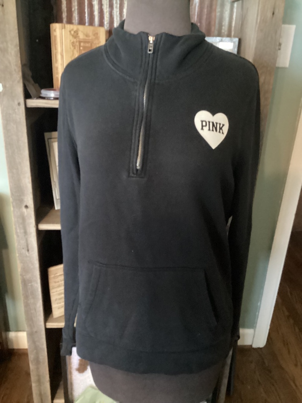 VS Pink black 1/4 zip pullover ladies S/P